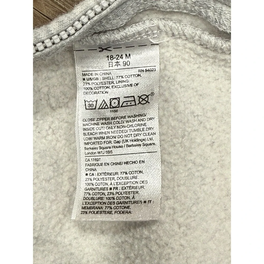 Gap Y2K One Piece Sweatsuit 18-24 Months Full Zip Pink‎ Floral Gray Spell Out